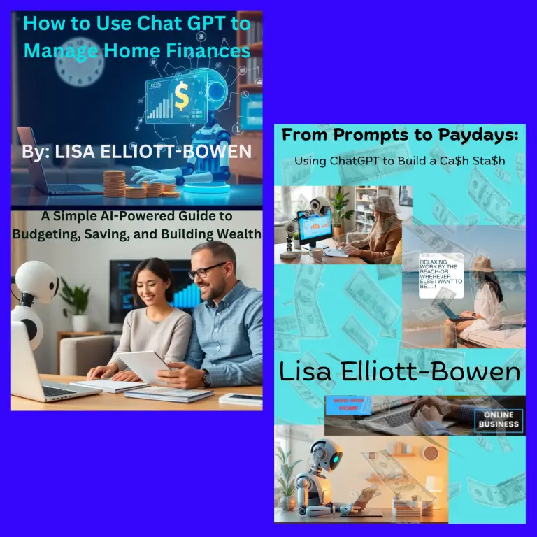 Pic of the front cover of 2 different books about using ChatGPT to help with finances