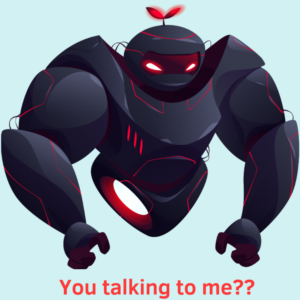 Big, black and red, mean-looking robot